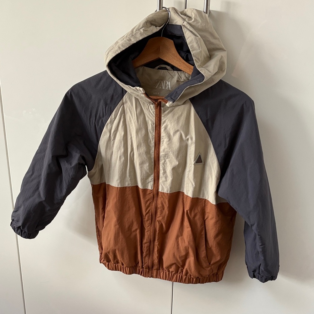 Zara Kids Tri-Tone Rain Jacket windbreaker size 9